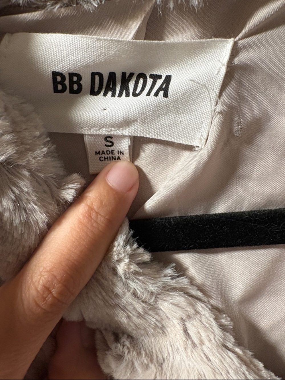 Faux Fur Plush Open Front Coat - Light Beige - Picture 2 of 7
